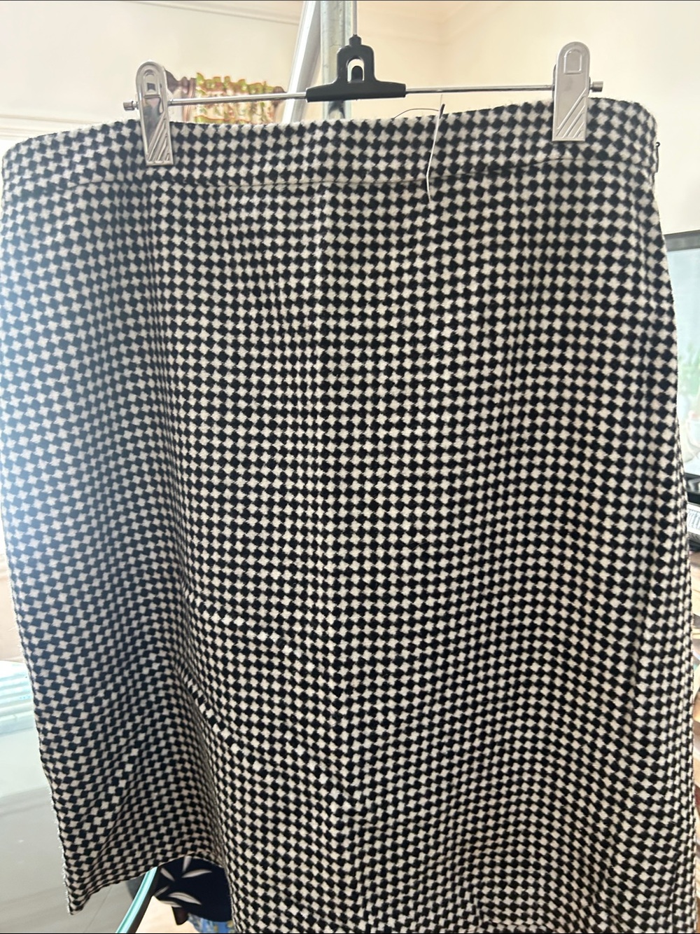 Talbots Black and White Houndstooth Midi Skirt